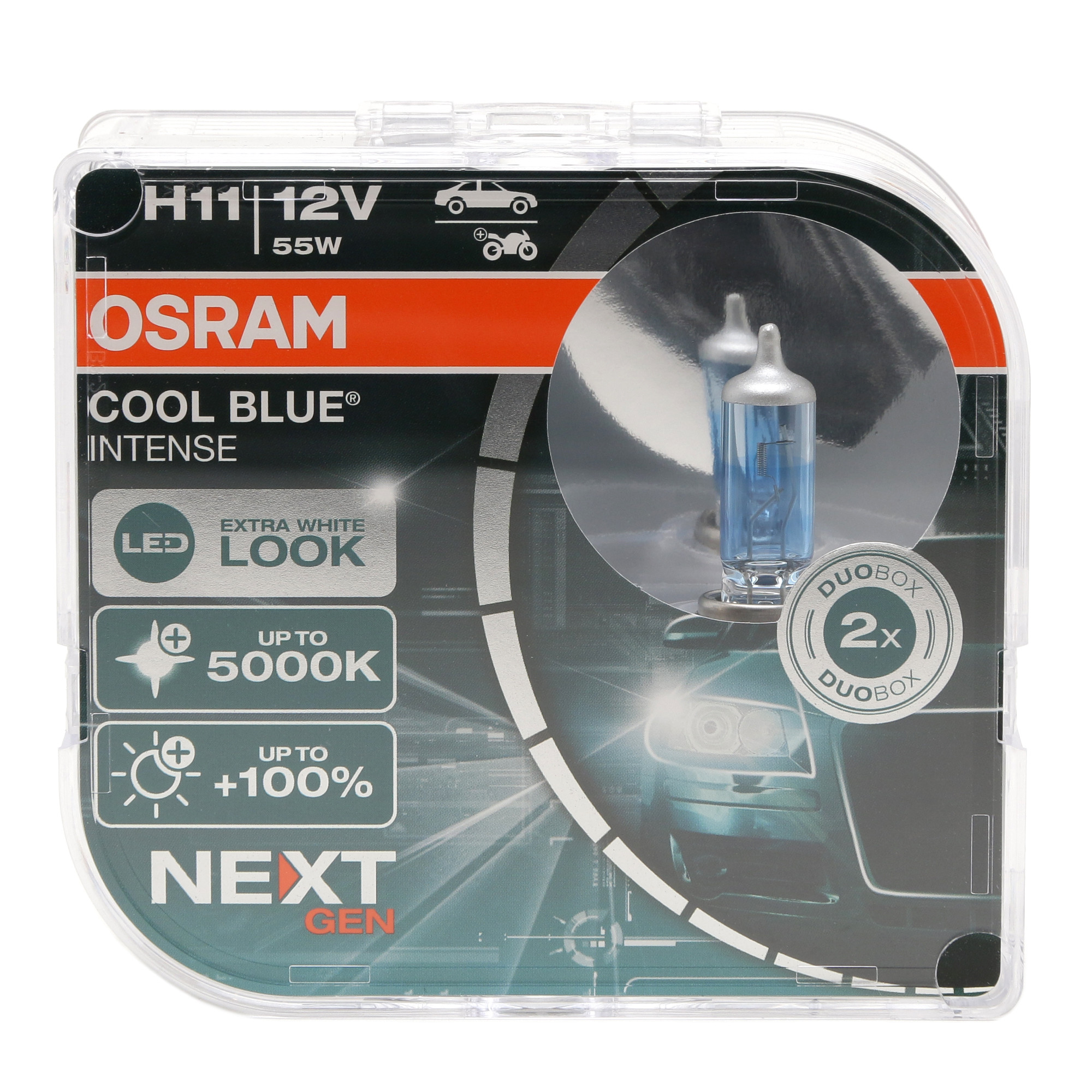 Osram Cool Blue Intense Next Gen Glühlampe H11 PGJ19-2 12V 55W >5000K Doppelpack